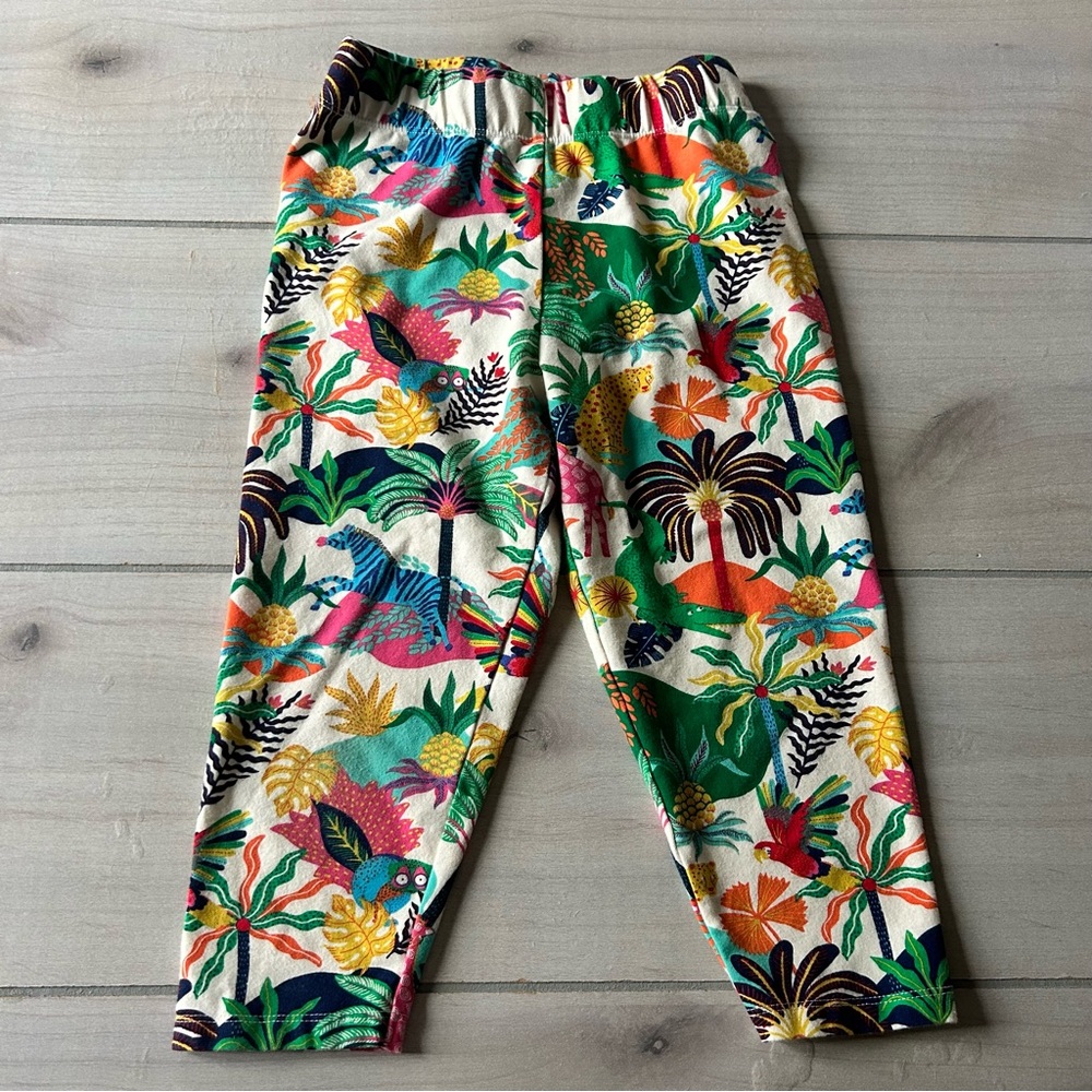 Mini Boden Tropical Jungle Print Capri Length Pull On Leggings